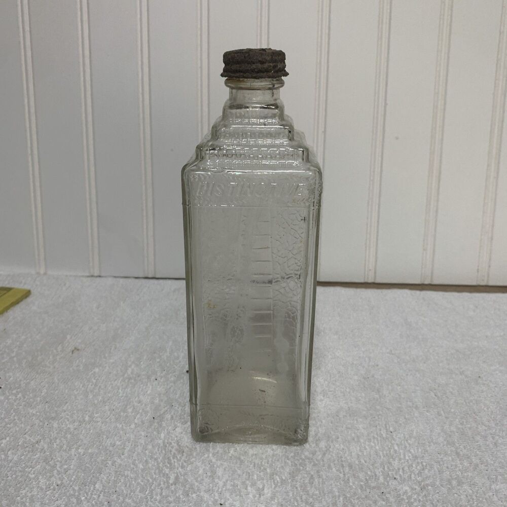 VTG RARE ESCO BRAND EMBALMING FLUID EMBOSSED LABEL BOTTLE W/SCREW TOP EMPTY USA